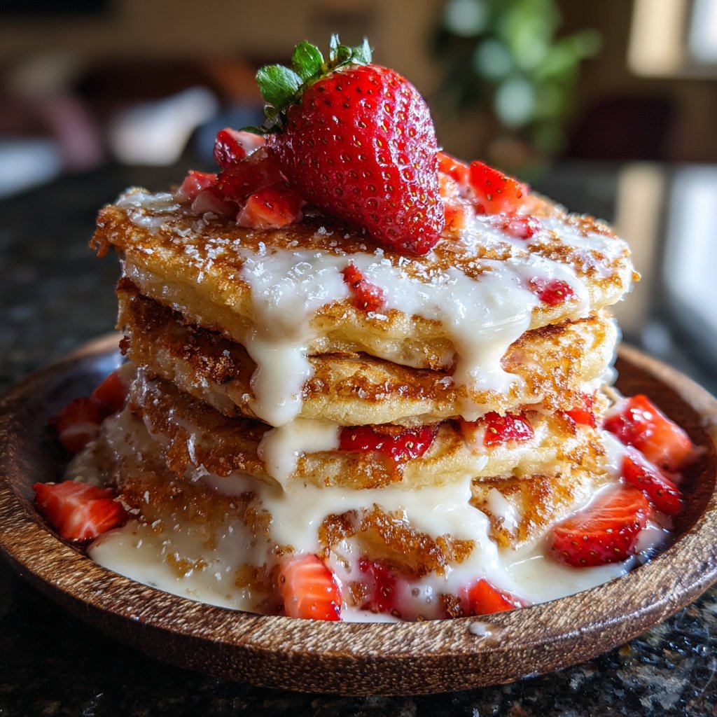 Strawberry and Cream Cheese Pancakes