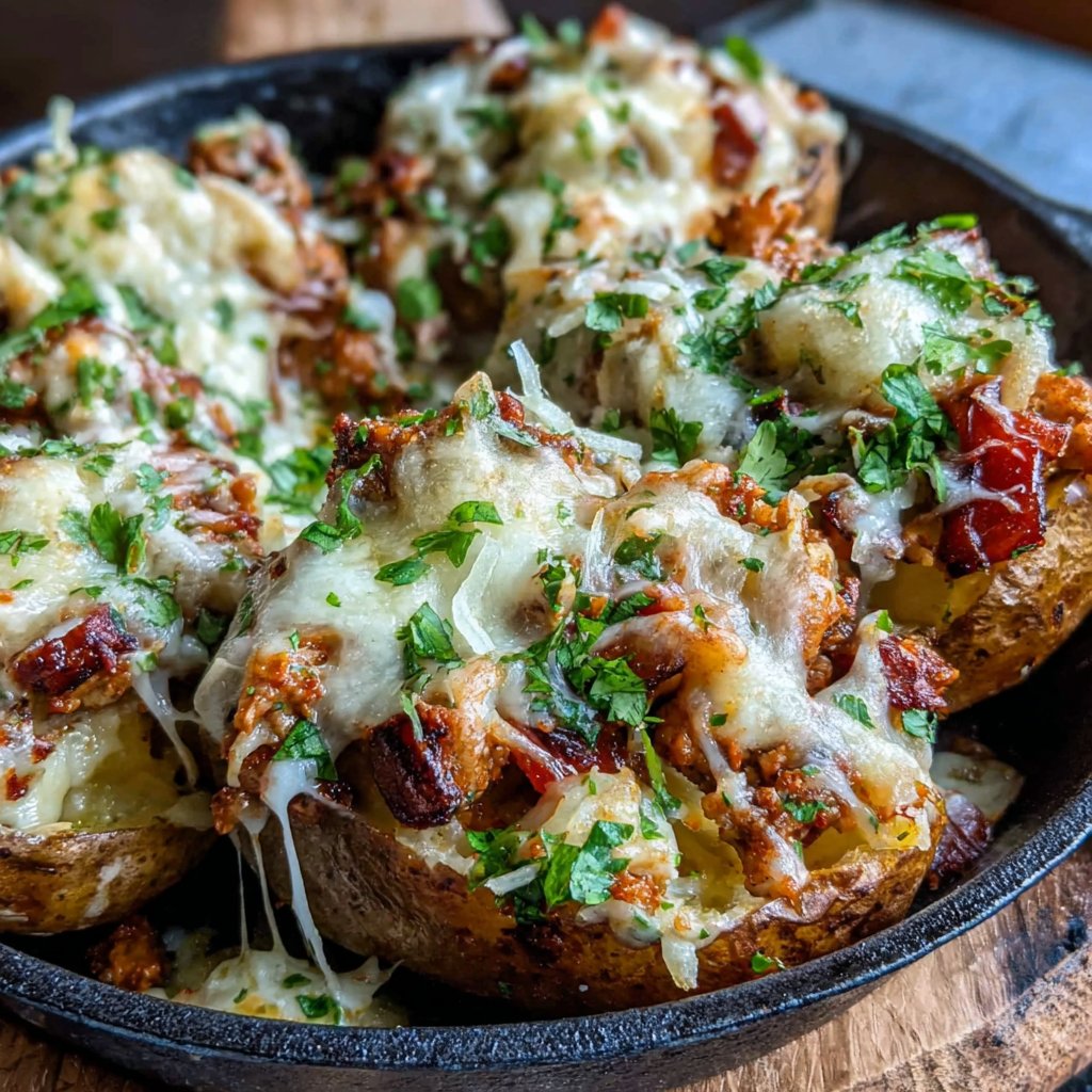 Turkey Chili Loaded Potatoes