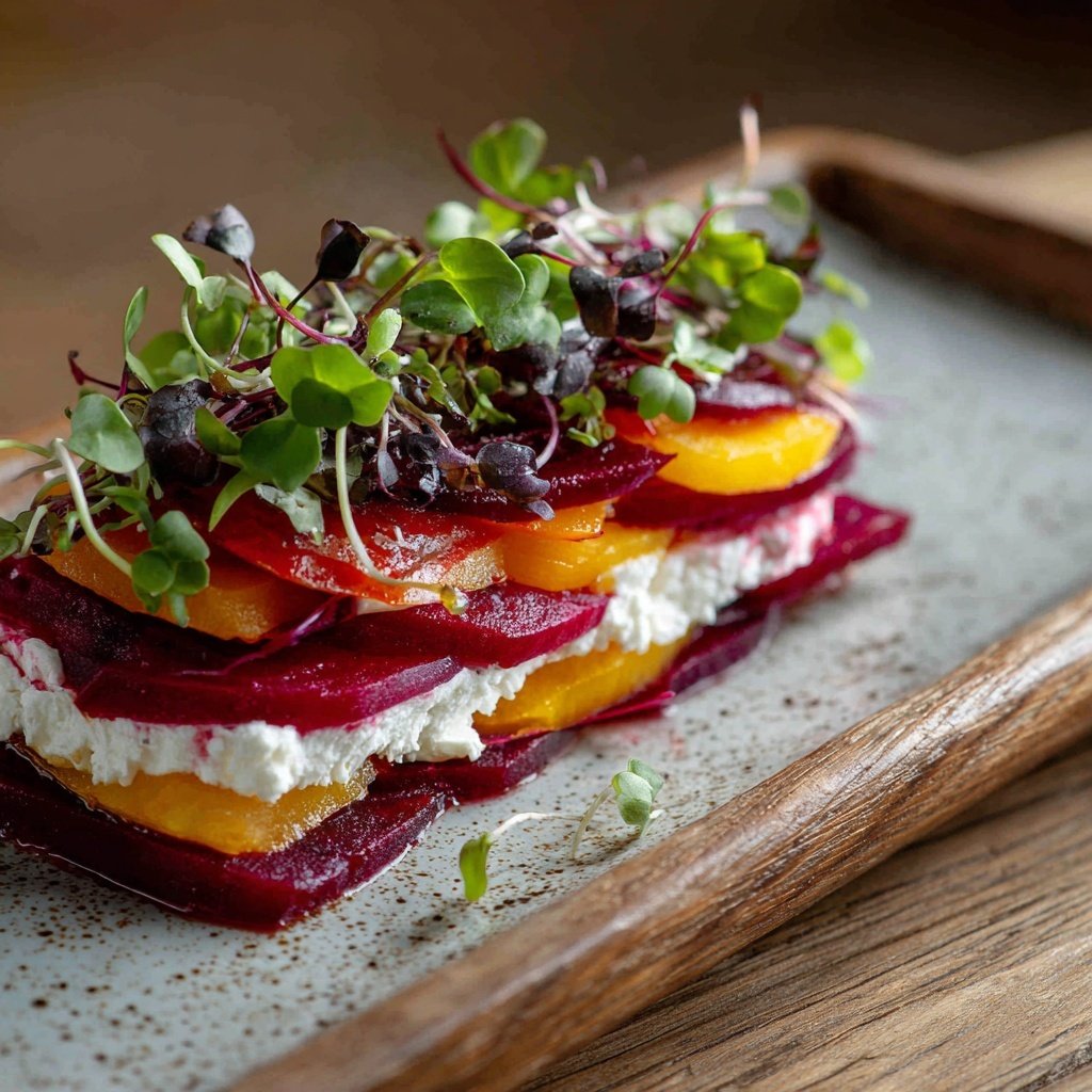 Sliced Beets with Goat Cheese