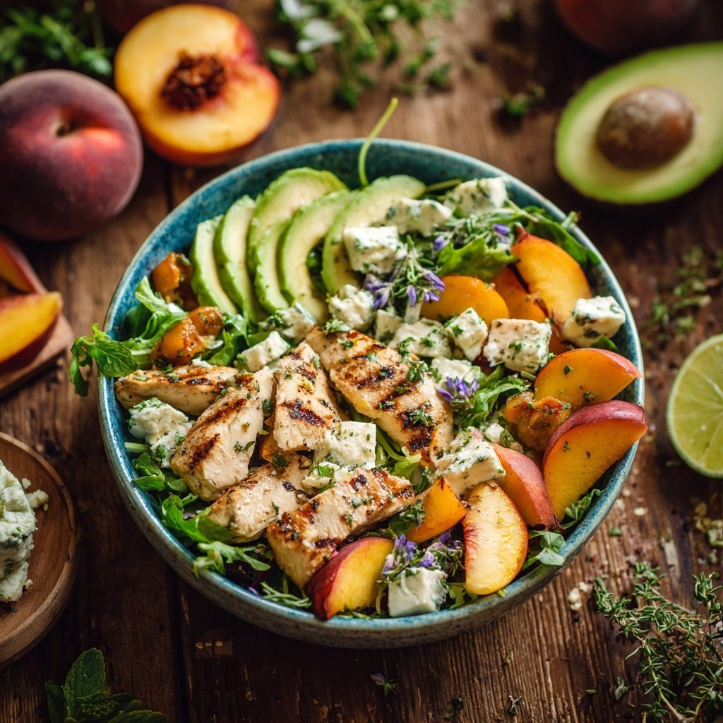 Peachy Chicken Avocado Salad